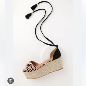 Lulu's Black and Tan Espadrille Wedges